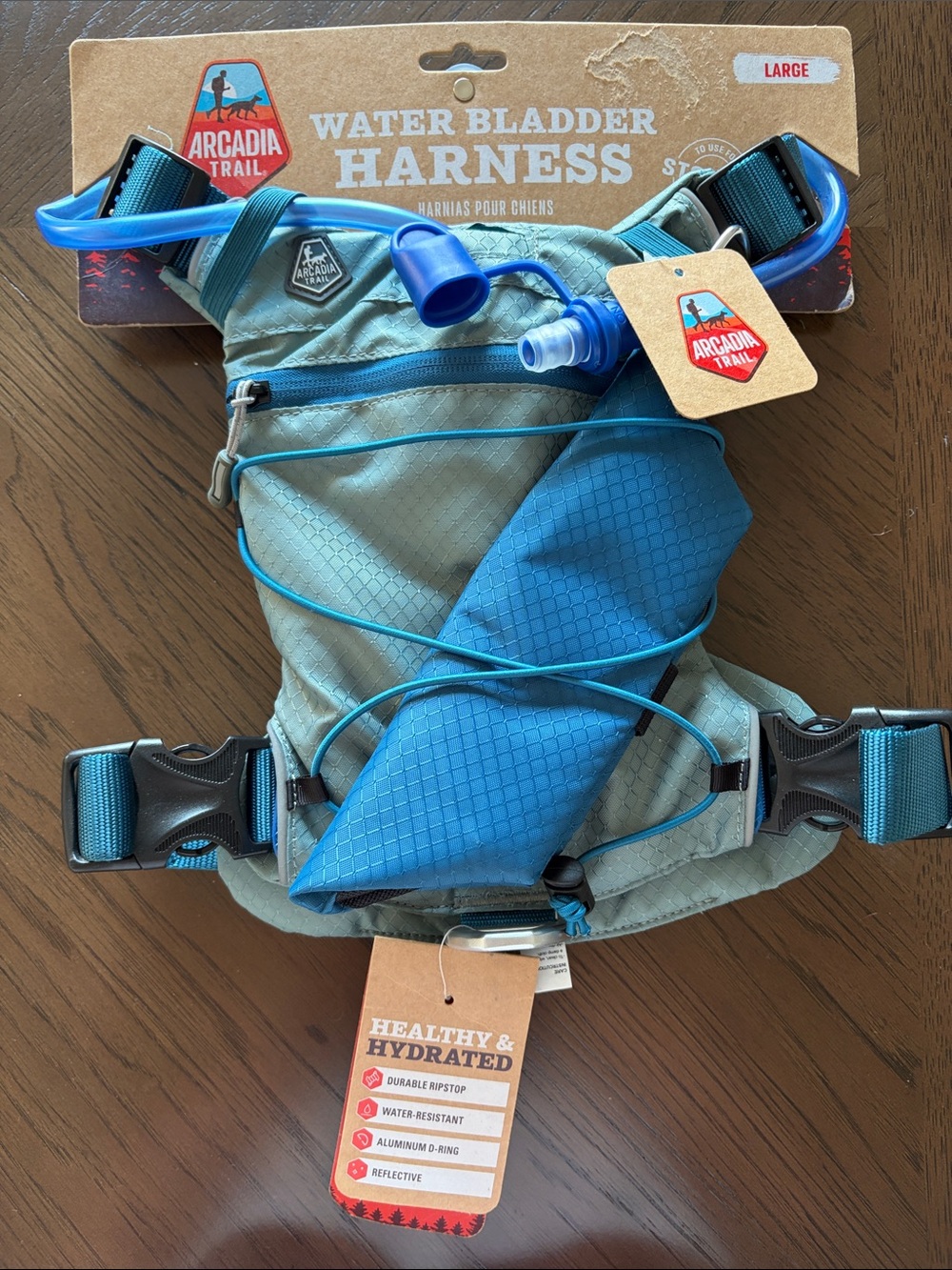 Arcadia Trail Water Bladder Dog Harness in Teal/Blue - Large